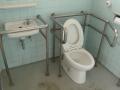 Toilet in front of elephant enclosure in Kyoto City Zoo