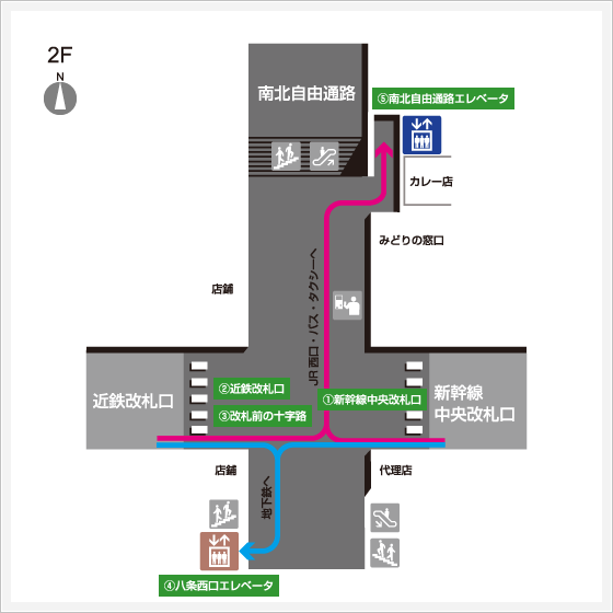 新幹線中央口・近鉄改札口詳細図